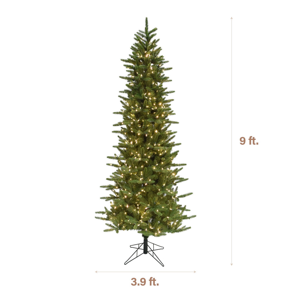 Fraser Hill Farm 6.5-Ft. Carmel Pine Slim Christmas Tree with White Incandescent Smart Lights, FFCP065-3GR