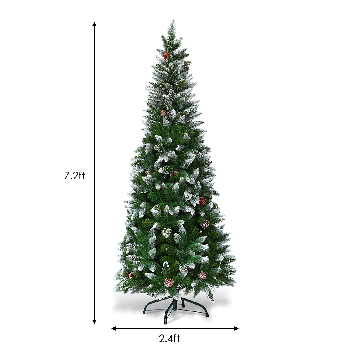 Gymax 5ft Snow Flocked Pencil Christmas Tree Classic Realistic PVC Needles W/Pine Cones