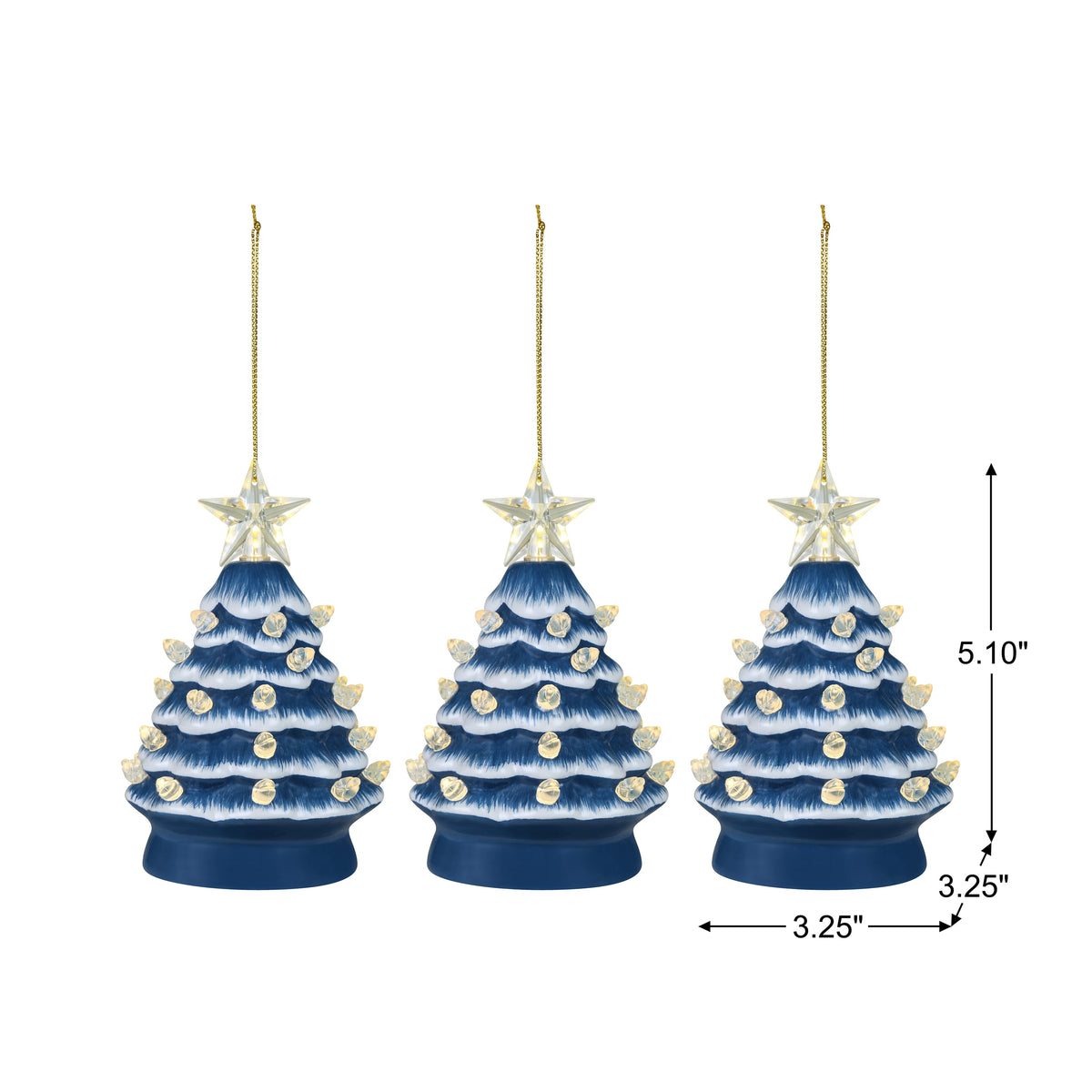 Mr. Christmas Nostalgic Ceramic Tree Ornaments - Green, Set of 3