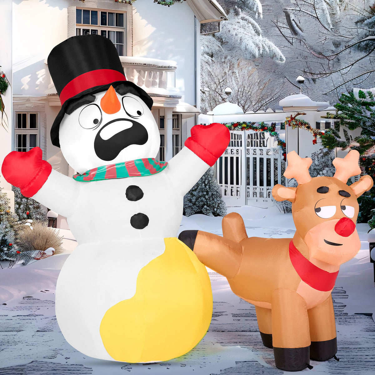 Joyfy 6 FT Christmas Inflatables Snowman Outdoor Decorations,Snowman Christmas Blow Ups Yard Christmas with Built-in LEDs for Holiday Party Garden Lawn Decor