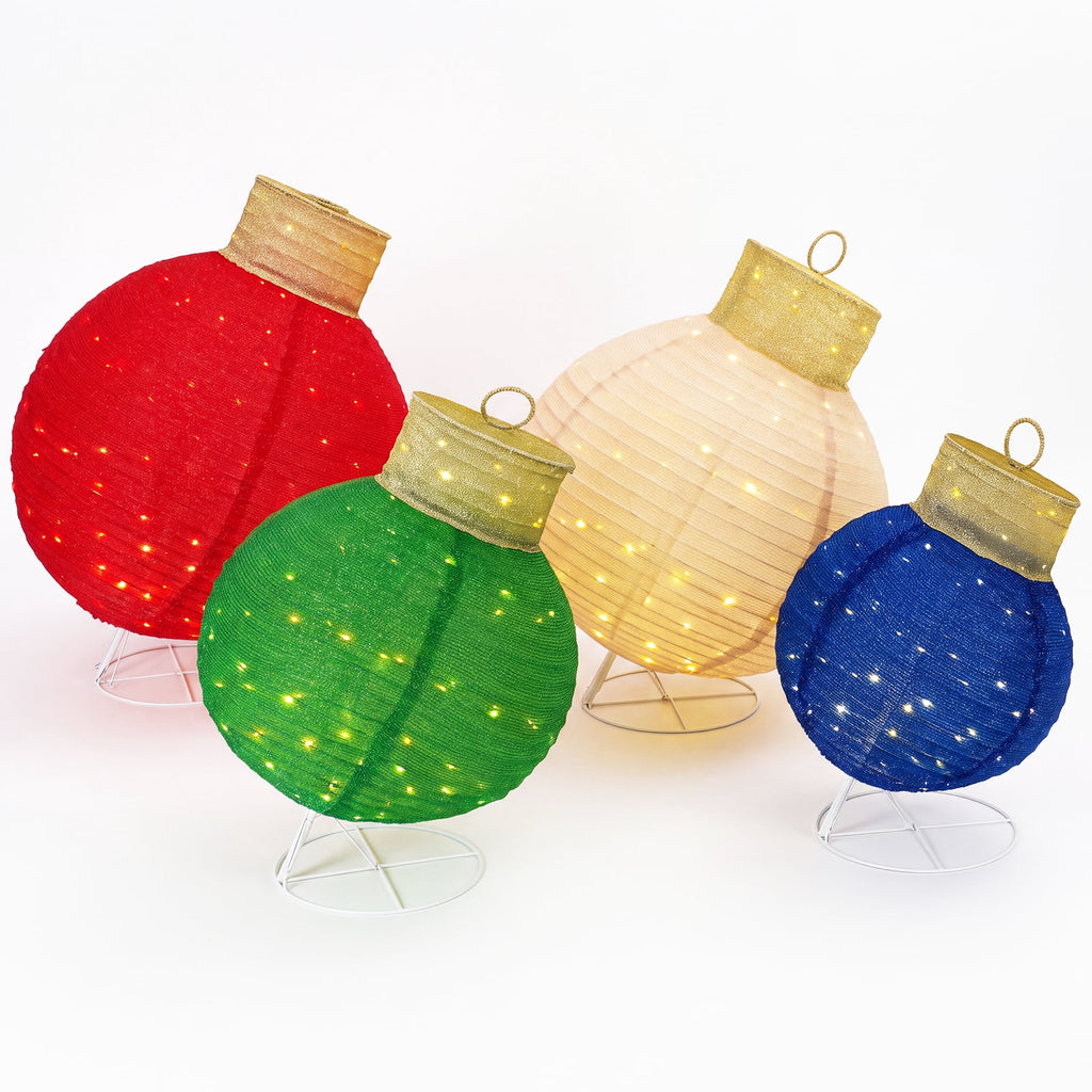 FOOWIN 3pcs Lighted Pop-Up Outdoor Christmas Ornament Set, Holiday Decoration with 270 LED Lights for Yard & Outdoor Christmas Decor