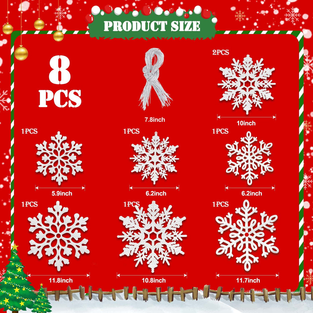 Ayieyill 6 Pieces Large Snowflakes Ornaments 12'' Glittered Snowflakes Decorations Christmas Hanging Snowflake Decorations for Winter Christmas Tree Decorations Craft Snowflakes (Iridescent)