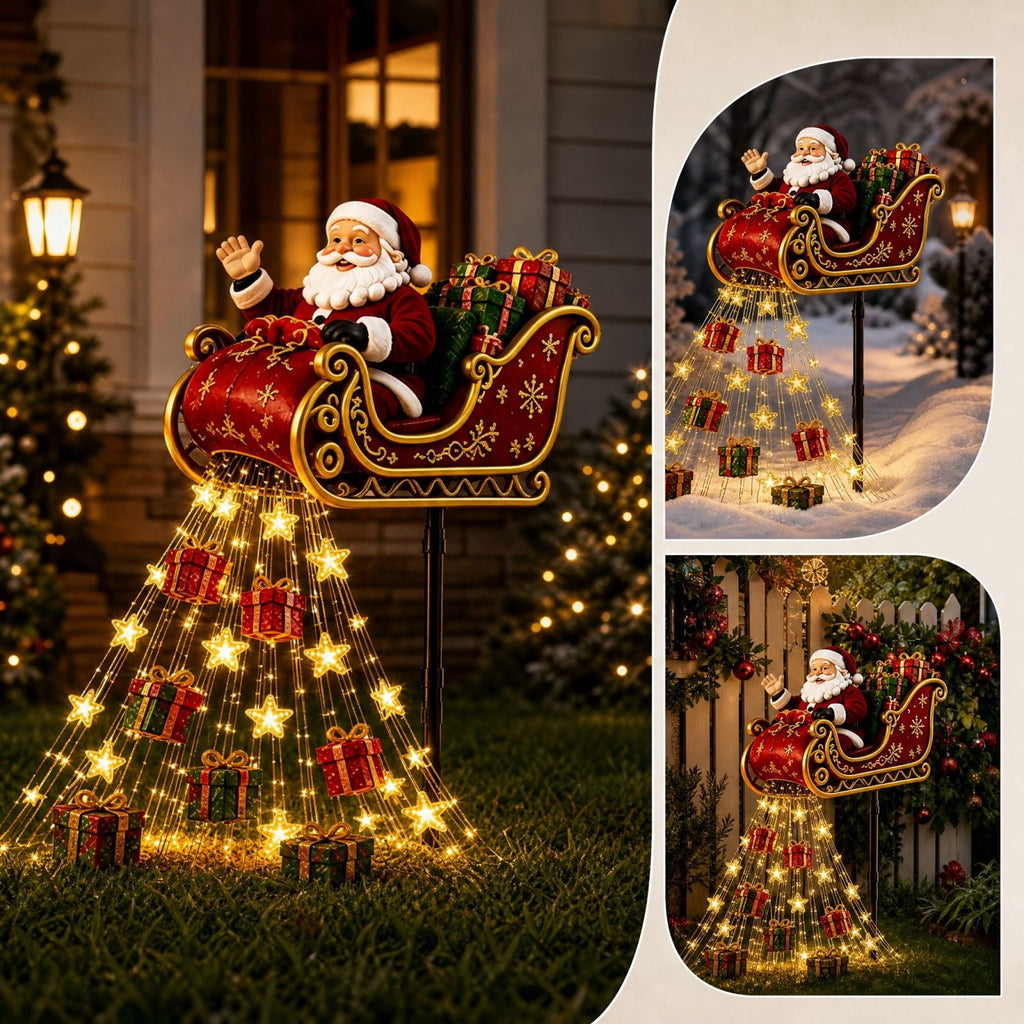 Luckky Christmas Bell Cascade Solar Yard Light, 39.37 Inch Warm White Cascading Bell Garden Stake Light, Solar‑Powered Outdoor Christmas Decor for Lawn, Garden, Pathway & Front Yard, 1 Pack