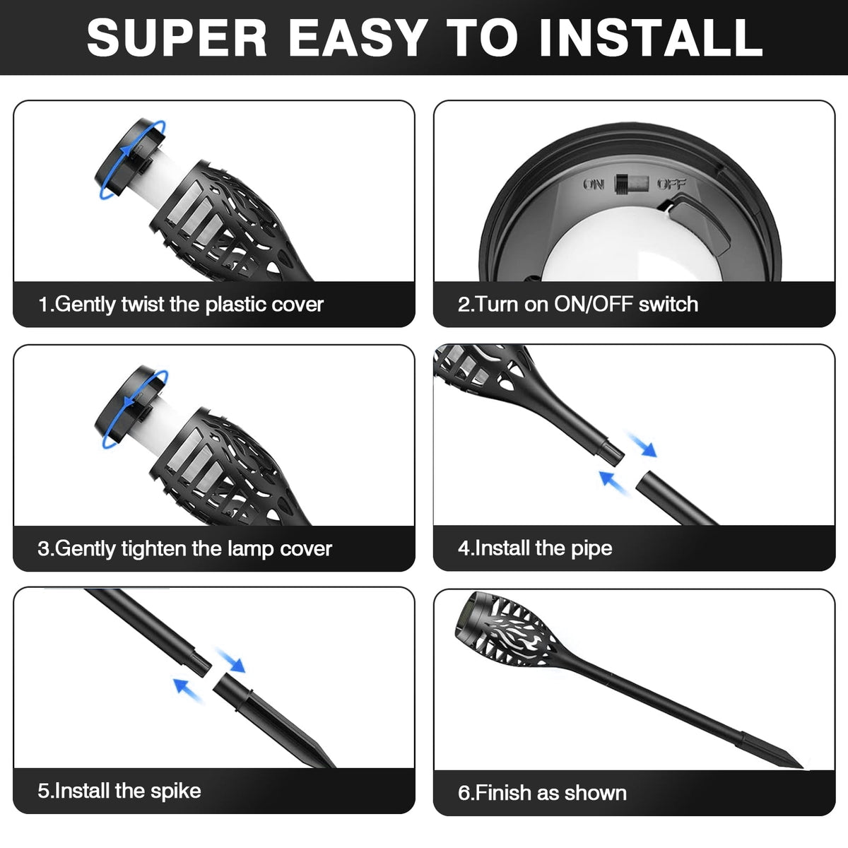 CATGOOD Solar Blue 20 V LED Landscape & Walkway Light (12 Pack)