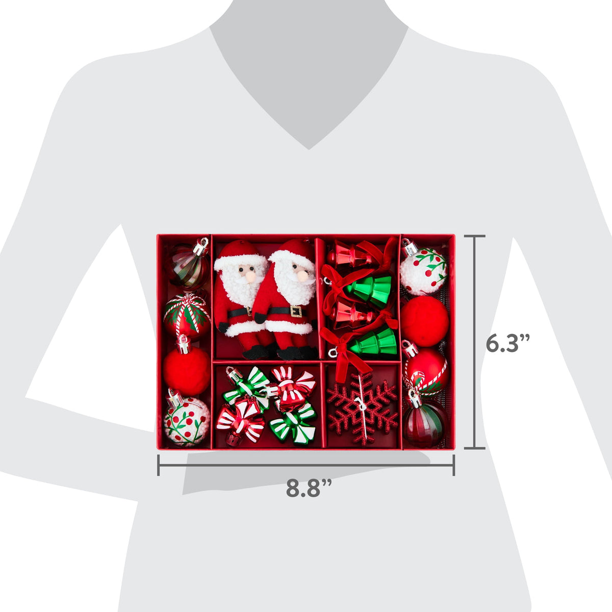 24-Count Red/Green/White Mini Christmas Ornaments, by Holiday Time