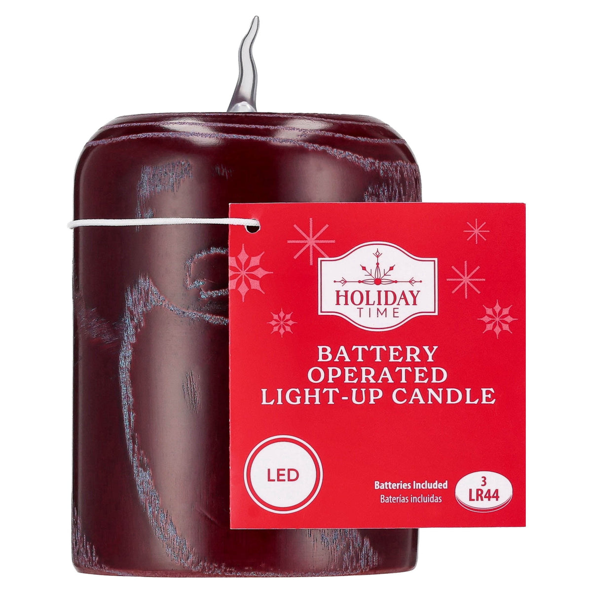 Battery-Operated LED Wooden Flameless Christmas Candle, Mauve, 5", by Holiday Time