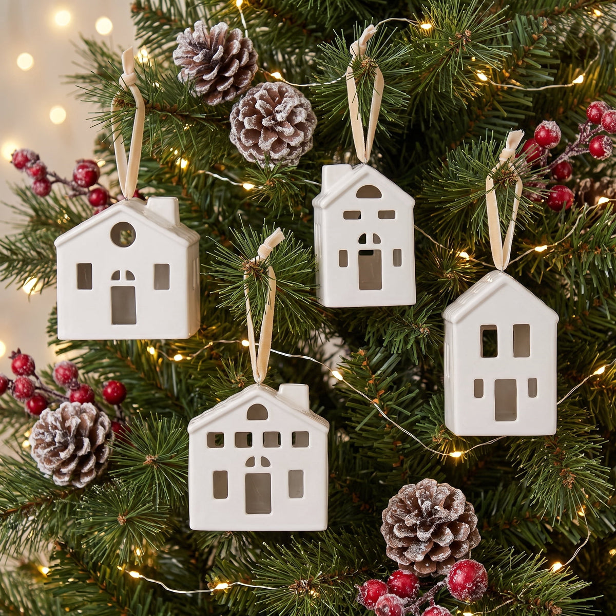 My Texas House 4-Count White House Christmas Ornaments