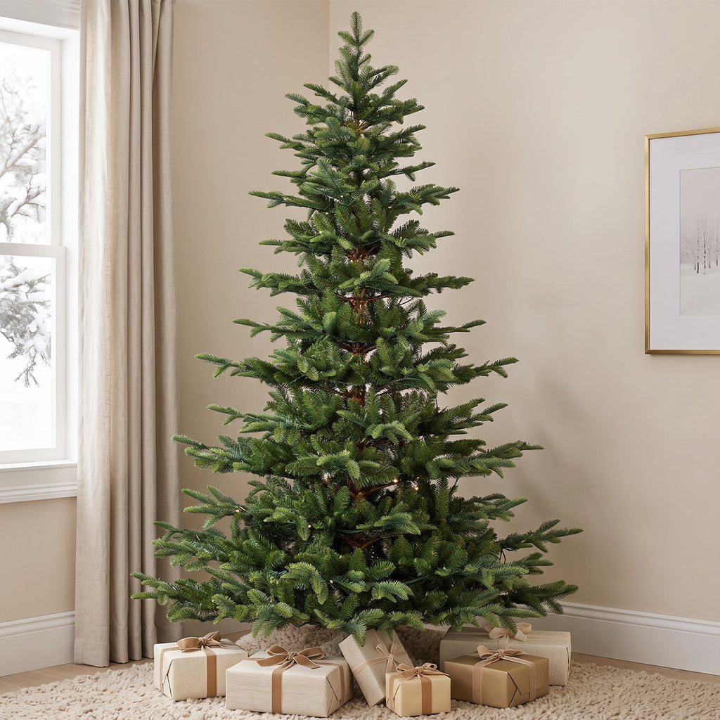 VIVATREES 6ft Pre-lit Artificial Christmas Tree w/ 1153 Mixed PVC PE Hinged Branch Tips 330 Warm White LED Lights Foldable Base