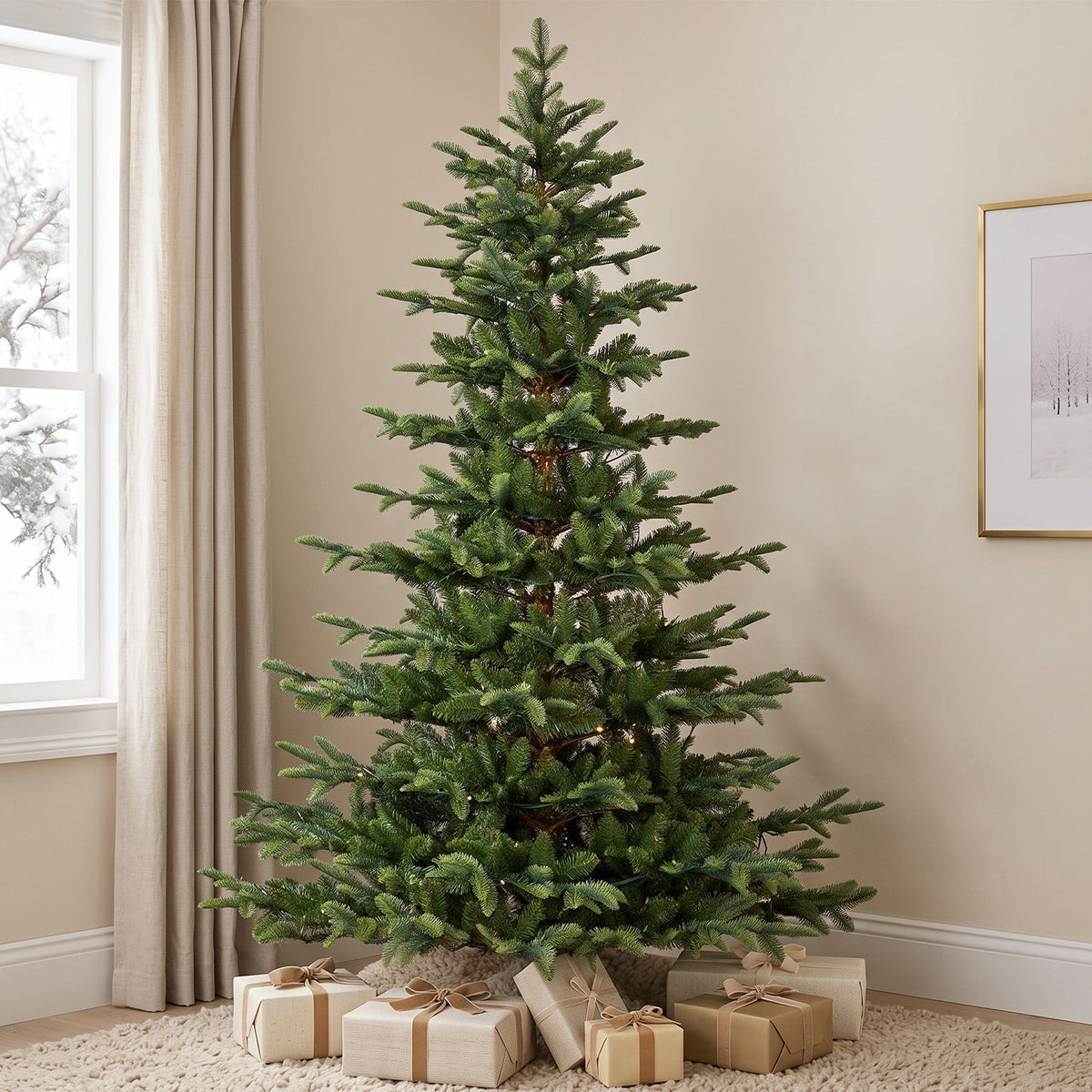 VIVATREES 6ft Pre-lit Artificial Christmas Tree w/ 1153 Mixed PVC PE Hinged Branch Tips 330 Warm White LED Lights Foldable Base