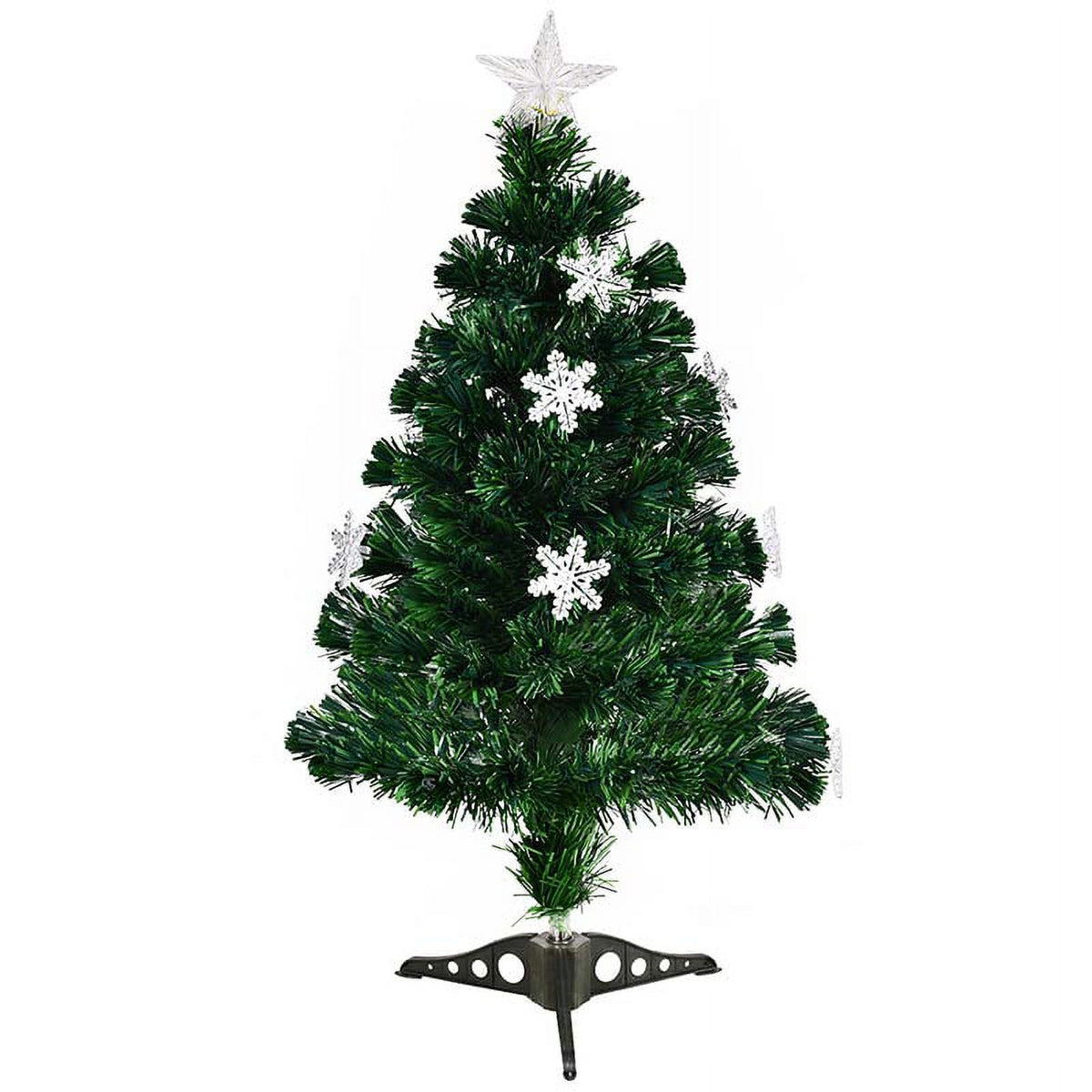 Topbuy 3'Artificial Christmas Tree Pre-Lit LED and Fiber Optic w/ Snowflakes