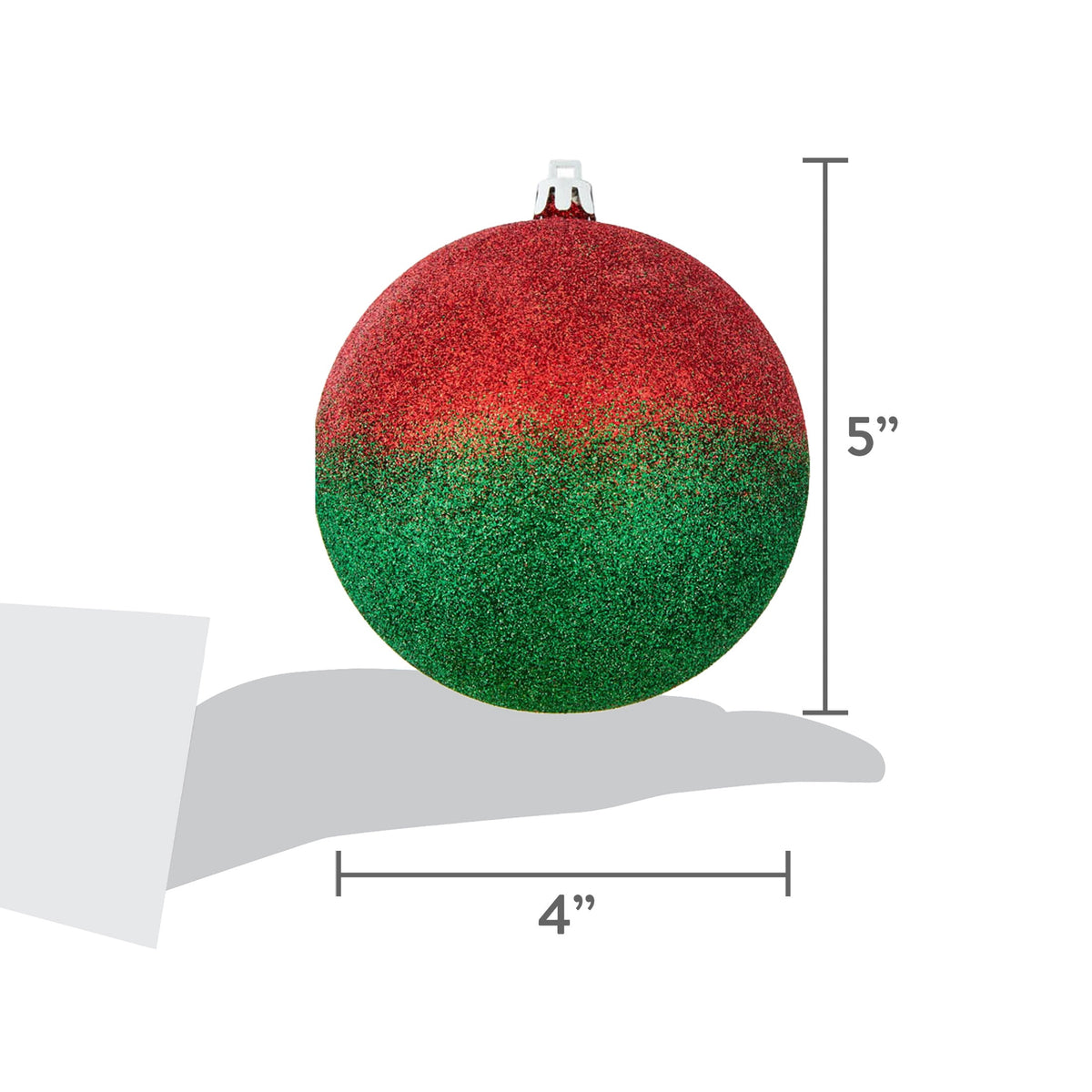 4-Count Red and Green Glitter Christmas Ornaments, 5", by Holiday Time