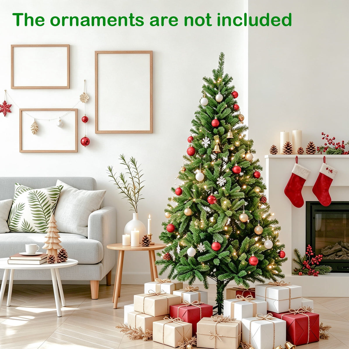 AGCAN Artificial Christmas Tree, 5ft Unlit Christmas Pine Tree with 350 Branch Tips, Xmas Tree with Metal Stand for Indoor Home Office Decor, Green