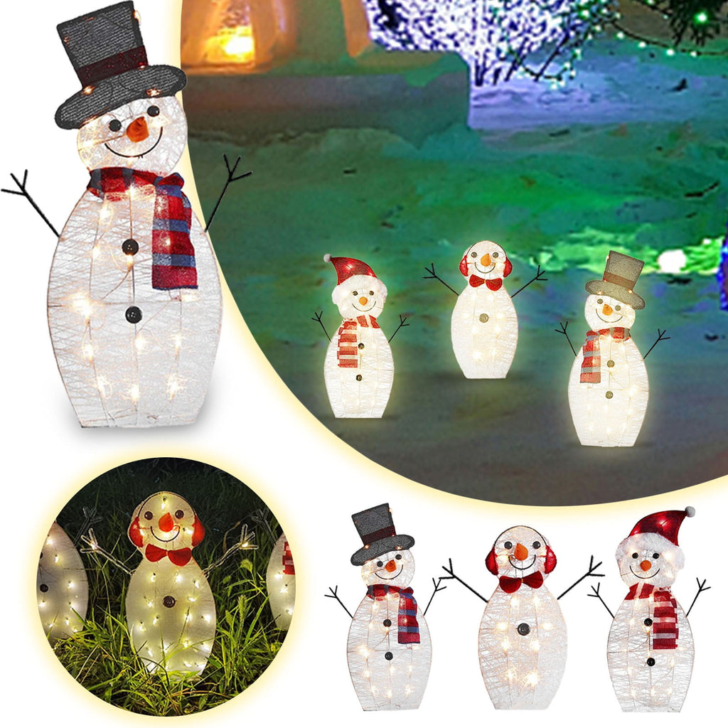 SLYNSHome 3Pcs Christmas Garden Lights Pre-lit LED Light Up Snowman Christmas Decoration for Yard Luminescent Decoration for Xmas Front Door Pathway Lawn Patio Xmas Ornament Supplies ()