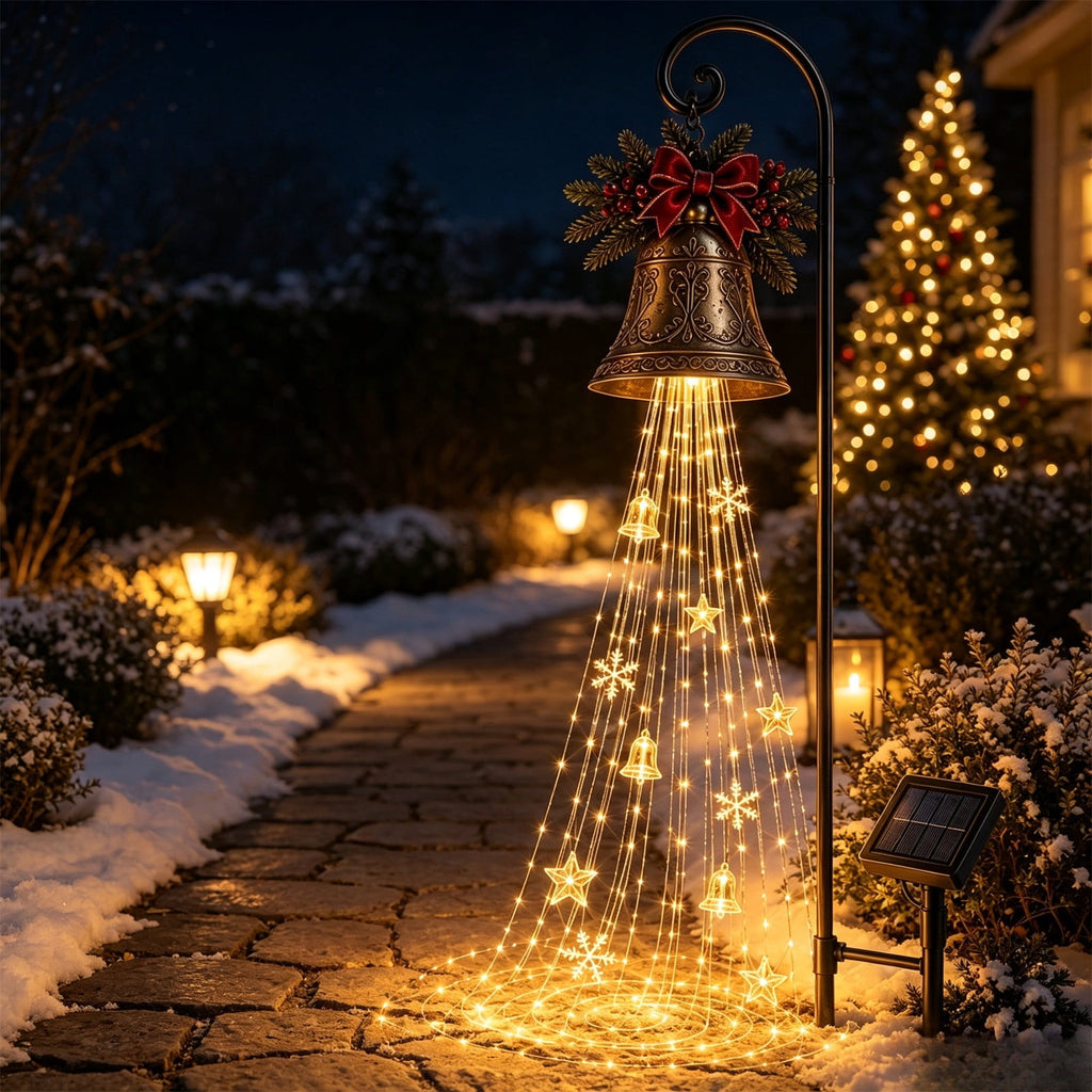 Snowman Magic Fountain, Flowing Snowflake LED Christmas Garden Light,Solar Power and Outdoor Garden Stake for Christmas Yard Decor