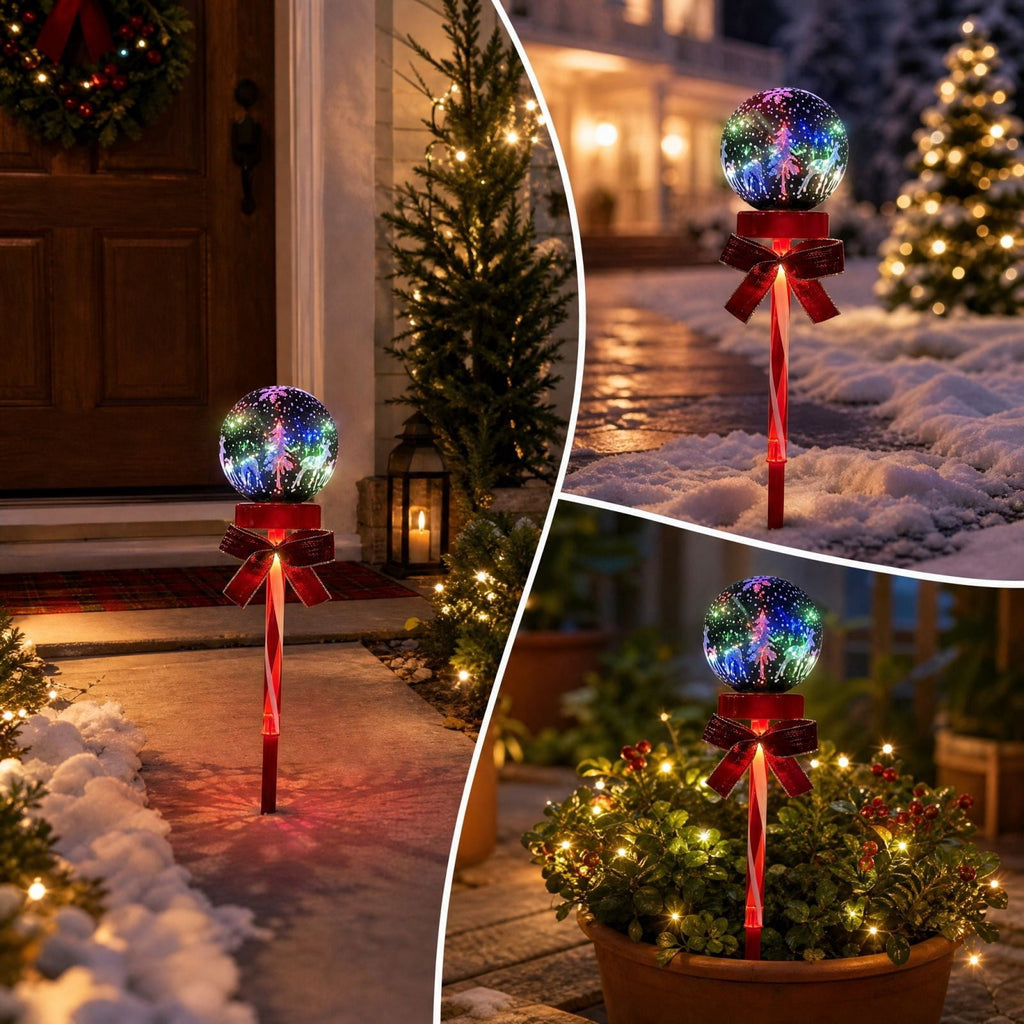 AuroraX Christmas Tree Christmas Decorations DIY 8 Lighting Modes Solar Waterproof Lighted Holiday Yard Stakes Indoor Outdoor Lights Patio Christmas Decorations