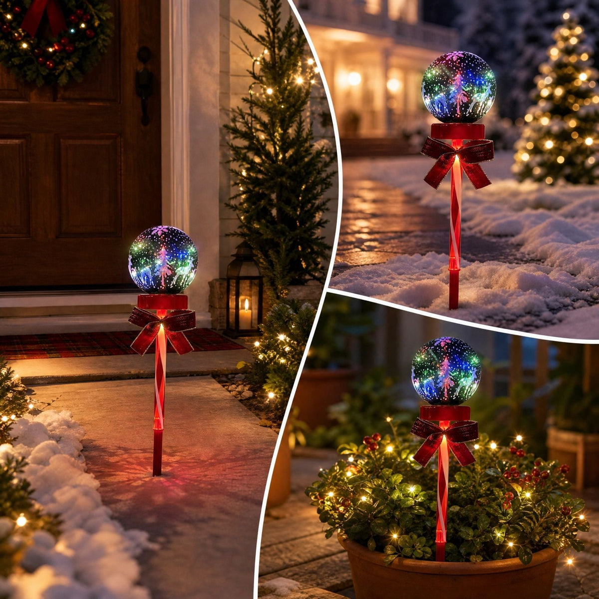AuroraX Christmas Tree Christmas Decorations DIY 8 Lighting Modes Solar Waterproof Lighted Holiday Yard Stakes Indoor Outdoor Lights Patio Christmas Decorations