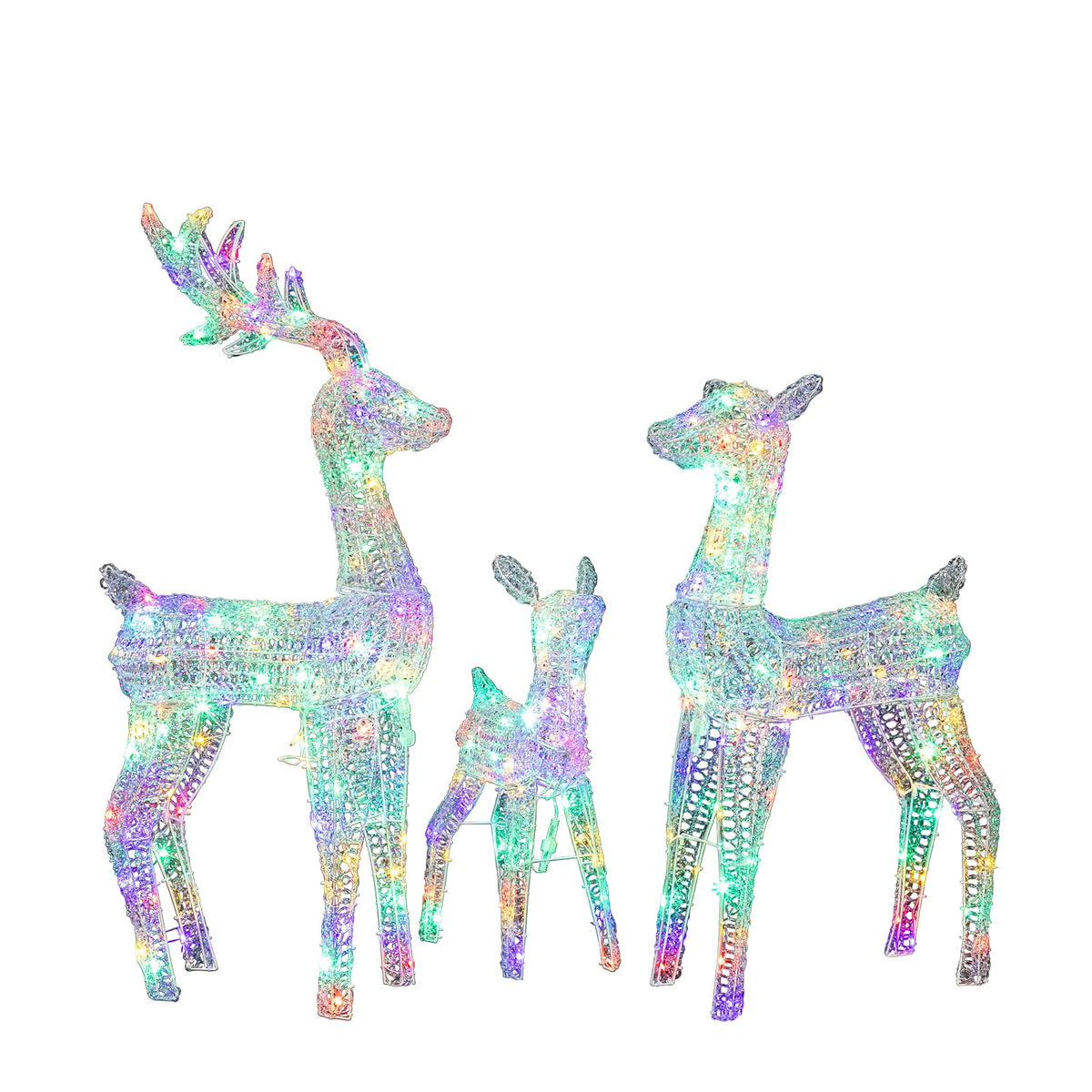 Ktaxon Christmas Outdoor Decor 4FT Lighted Reindeer Set 3Pcs Yard Deer Decorations LED Lights - Gold