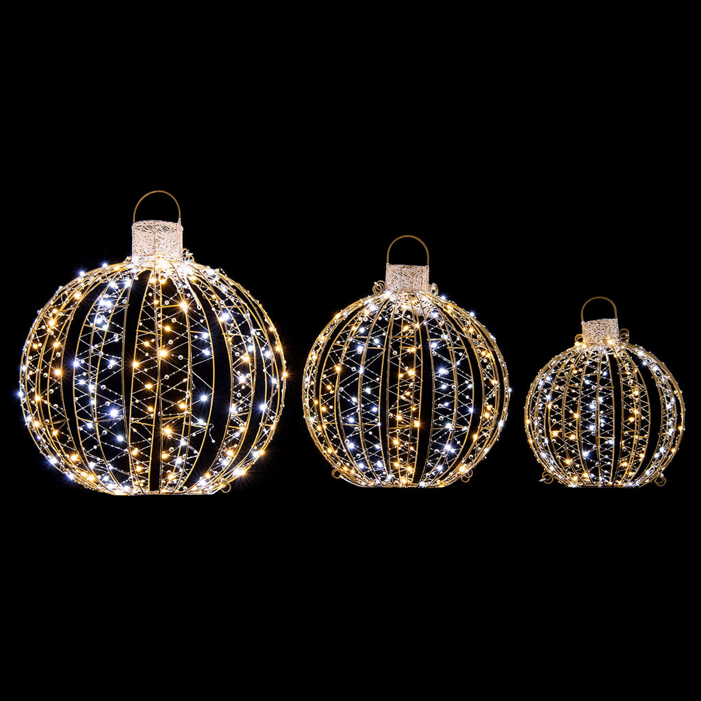 Costway 3 Pack Christmas LED Light Balls Outdoor Hanging Light Spheres w/360 Lights