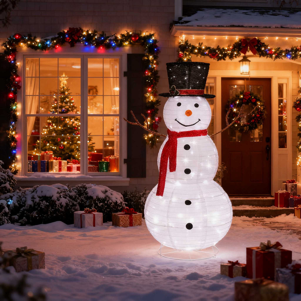 Zimtown LED Lighted Snowman Christmas Snowman w/ 180 LED Lights,Hat Christmas Outdoor Decoration