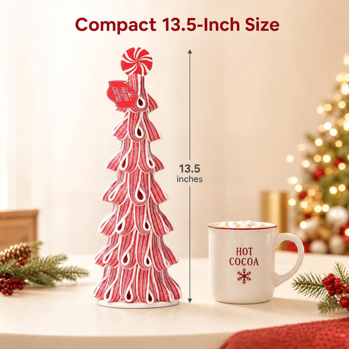 Holiday Time 13.5'' Red & White Ribbon Candy Tree Christmas Decor