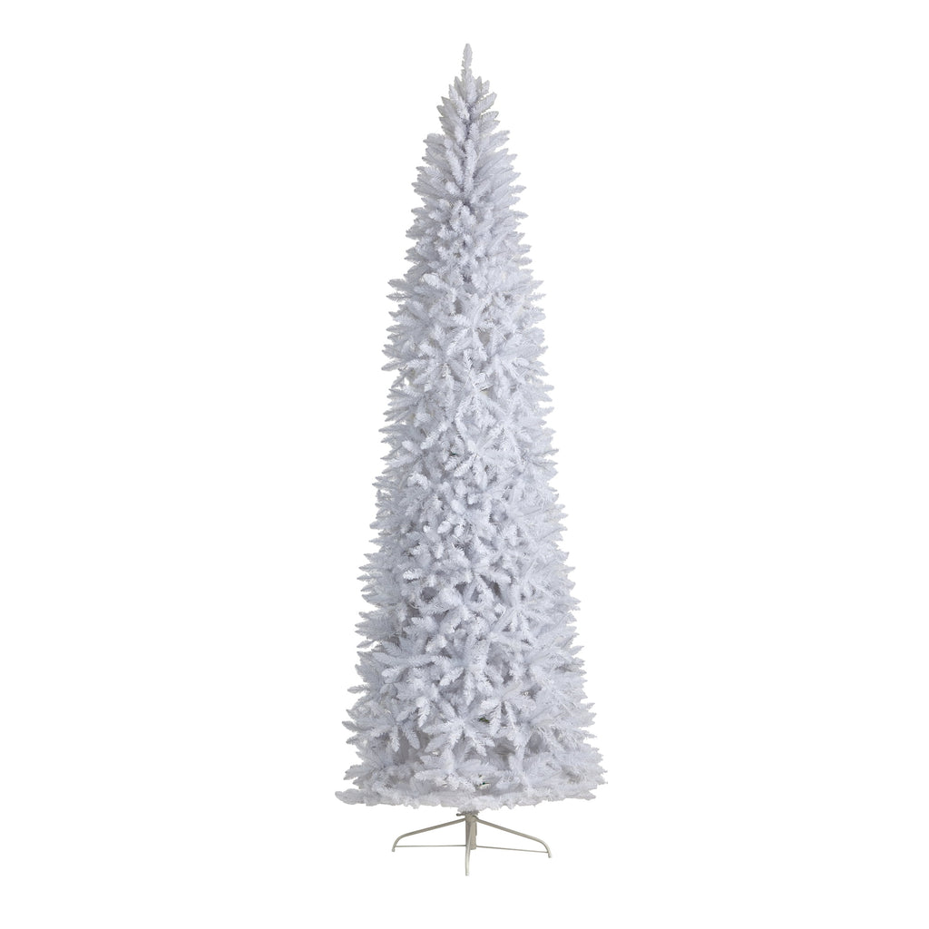Nearly Natural 3' White Slim Artificial Christmas Tree Prelit 50 Warm White LED Lights