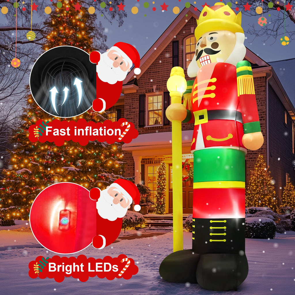 Yexmas 8FT Christmas Inflatable Nutcracker Soldier Blow Up Yard Decor with LED Light for Outdoor Christmas Party ,Garden and Lawn
