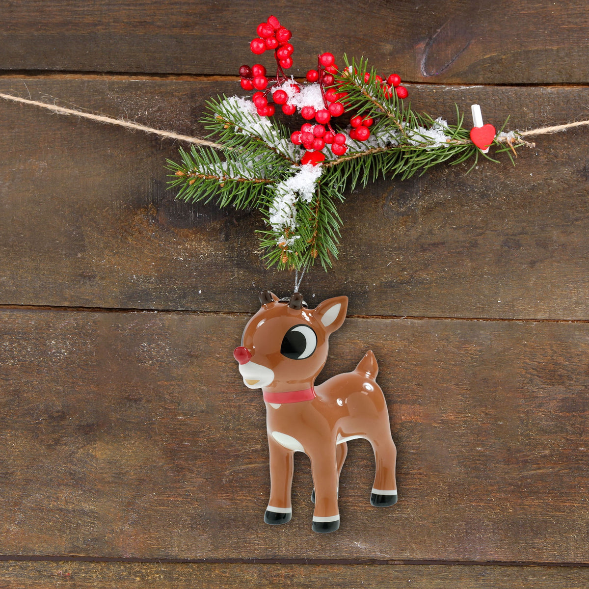 Rudolph the Red Nosed Reindeer Decoupaged Christmas Tree Ornament