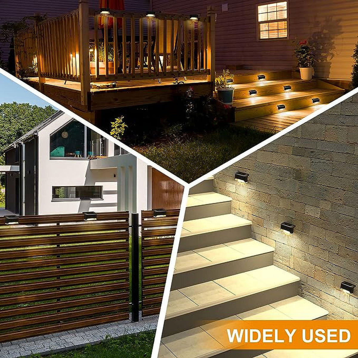 SZRSTH Solar Outdoor Lights Waterproof 16PCS LED Solar Step Deck Lights Decor for Stairs Fence Yard Patio Pathway -Warm White