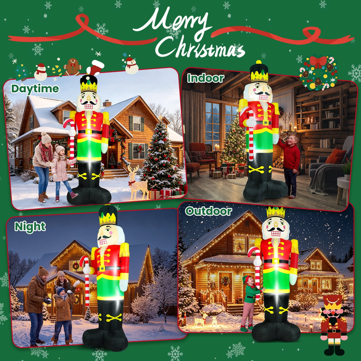 Yexmas 8FT Christmas Inflatable Nutcracker Soldier Blow Up Yard Decor with LED Light for Outdoor Christmas Party ,Garden and Lawn