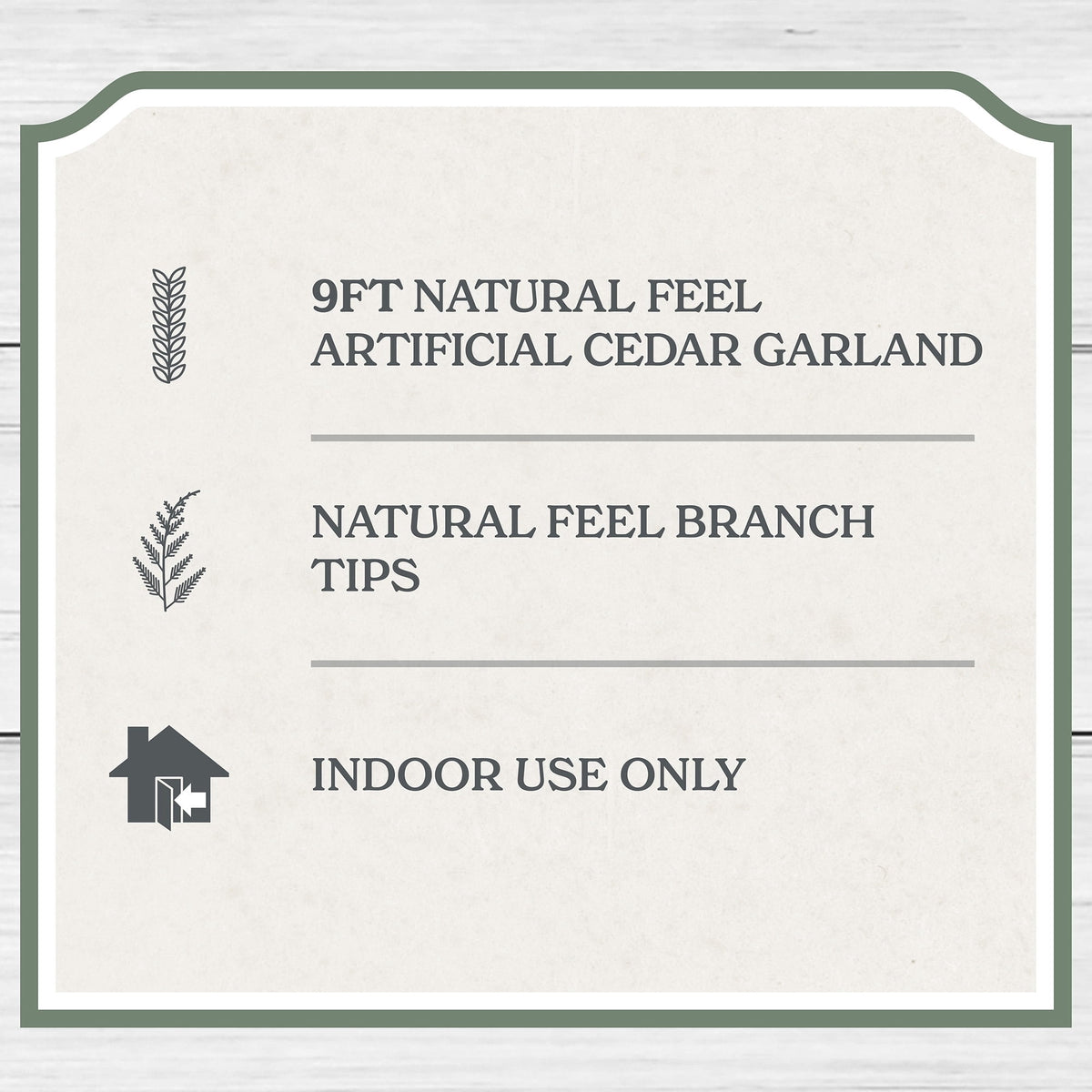 My Texas House Natural Feel Cedar Unlit Artificial Christmas Garland, Green, 9'