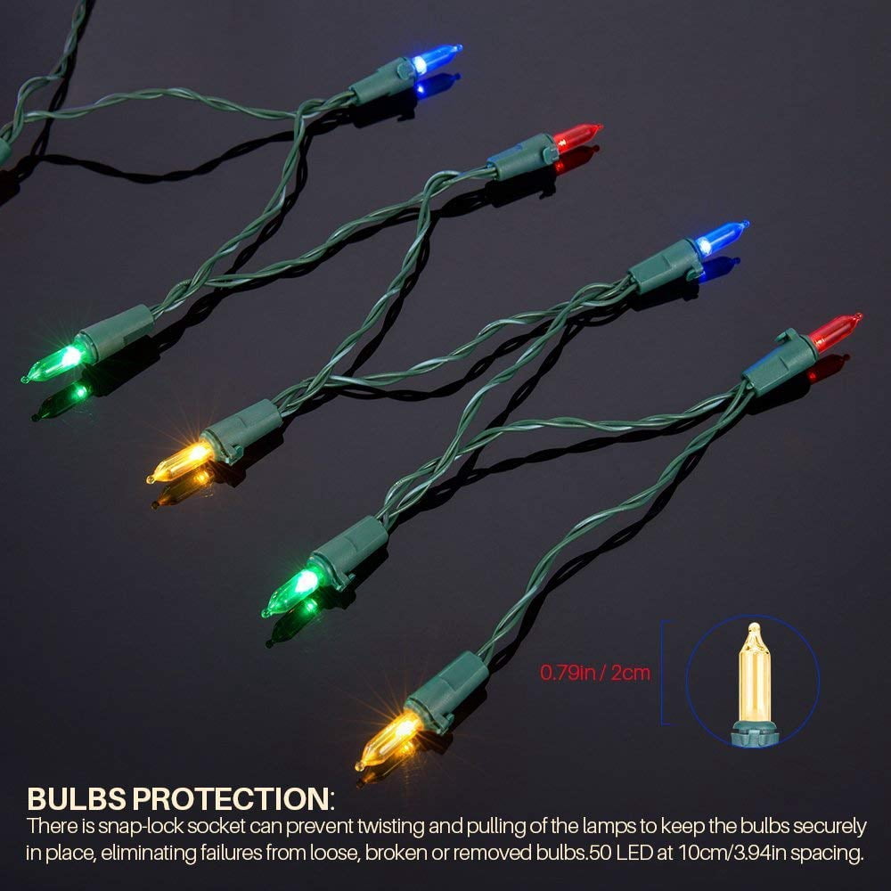 LOENDE Christmas Lights, 34ft 100 LED Outdoor String Light, 3AA Battery Operated String Light for Home Garden Xmas Tree Decor, 2 Pack