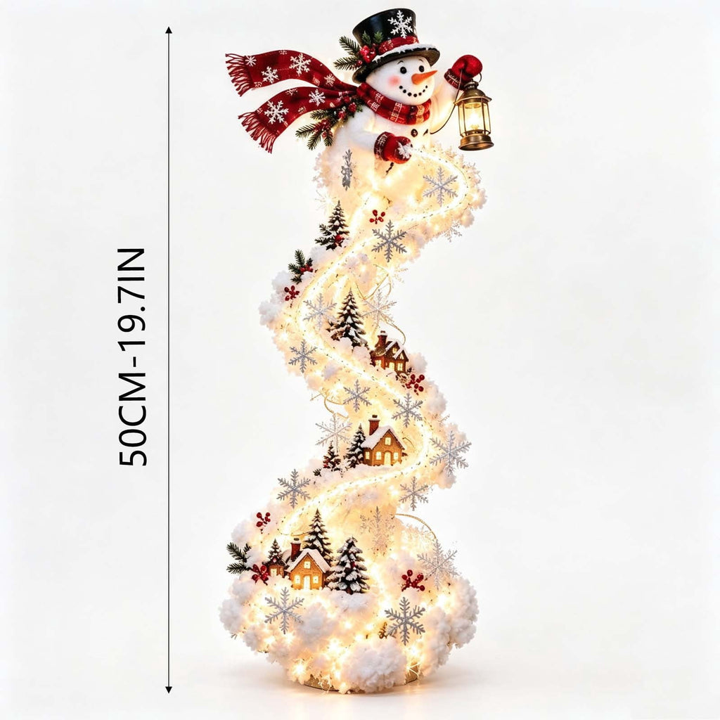Snowman Magic Fountain, Flowing Snowflake LED Christmas Garden Light,Solar Power and Outdoor Garden Stake for Christmas Yard Decor