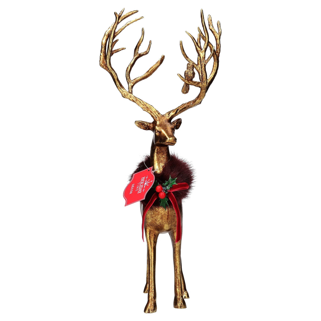 Resin Sitting Deer Christmas Decoration, Gold, 10.3", by Holiday Time