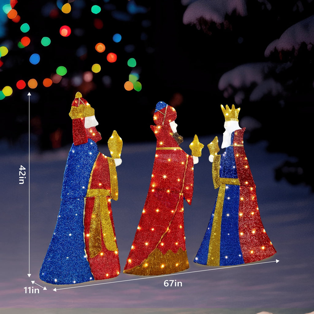 Ktaxon 6ft Christmas Lighted Three Kings Decor,Three Wise Man,Holy Family Christmas Outdoor Decor,Yard Decoration with 160LED Lights