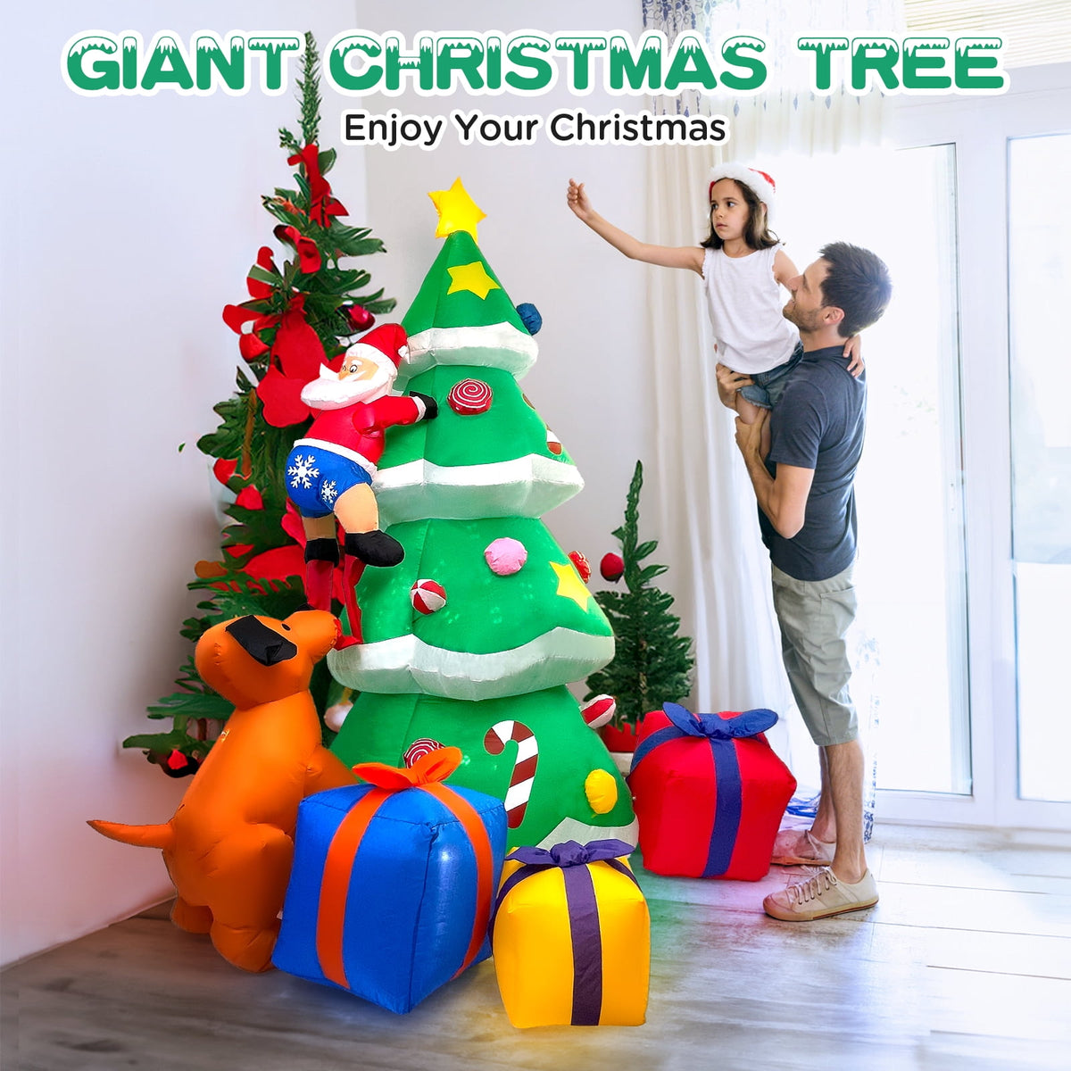 Wondiair 12FT Christmas Inflatable Nativity Scene with LED Lights for Outdoor Yard and Church Decor
