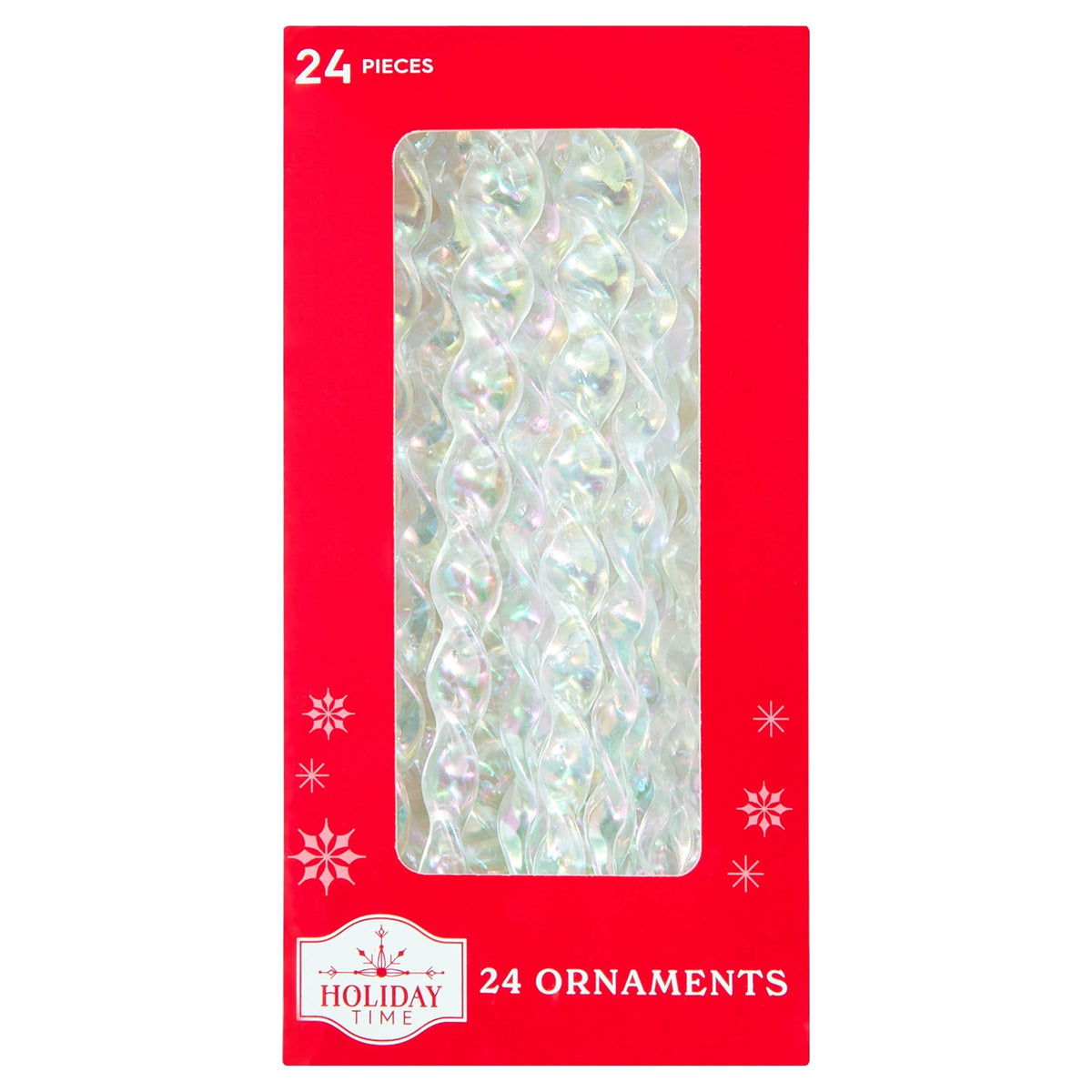 24-Count Red Glitter Icicle Christmas Ornaments, 5.3", by Holiday Time