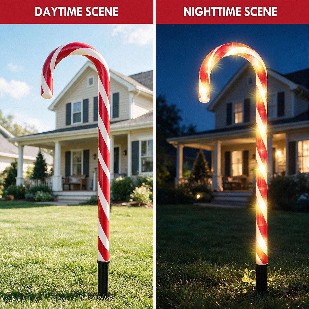 Christmas Candy Cane Lights 21 inch 10 Pack 8 Lighting Modes Flickering Candy Cane Pathway Marker Outdoor Indoor Waterproof UL Listed Christmas Lighting Decoration Light