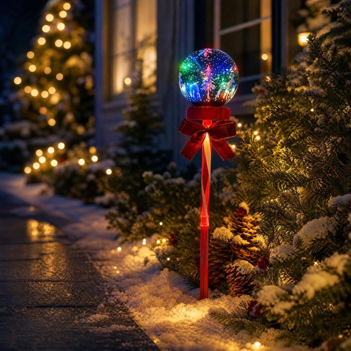 AuroraX Christmas Tree Christmas Decorations DIY 8 Lighting Modes Solar Waterproof Lighted Holiday Yard Stakes Indoor Outdoor Lights Patio Christmas Decorations
