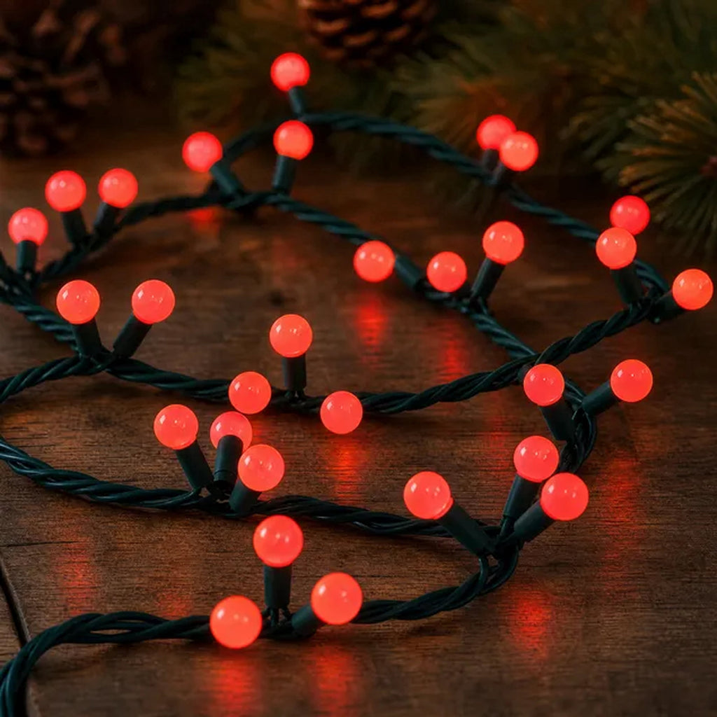 Indoor/Outdoor 90-Count LED G15 Globe Christmas Garland Lights, Frosted Warm White, Green Wire, 9', by Holiday Time
