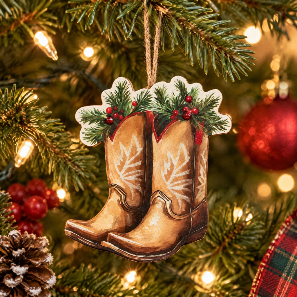 Brown/Red/Green Cowboy Boot Cut Out Christmas Ornament, by Holiday Time