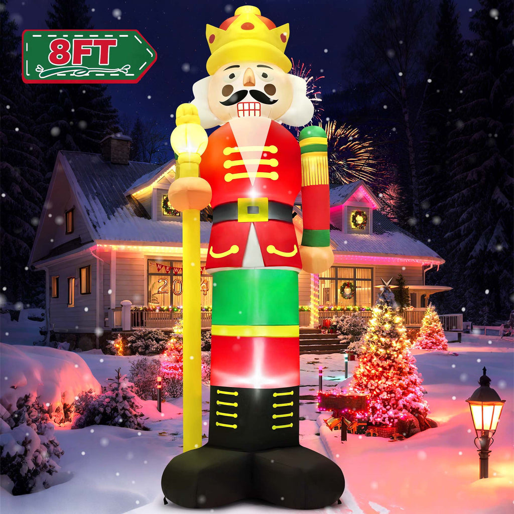 Yexmas 8FT Christmas Inflatable Nutcracker Soldier Blow Up Yard Decor with LED Light for Outdoor Christmas Party ,Garden and Lawn
