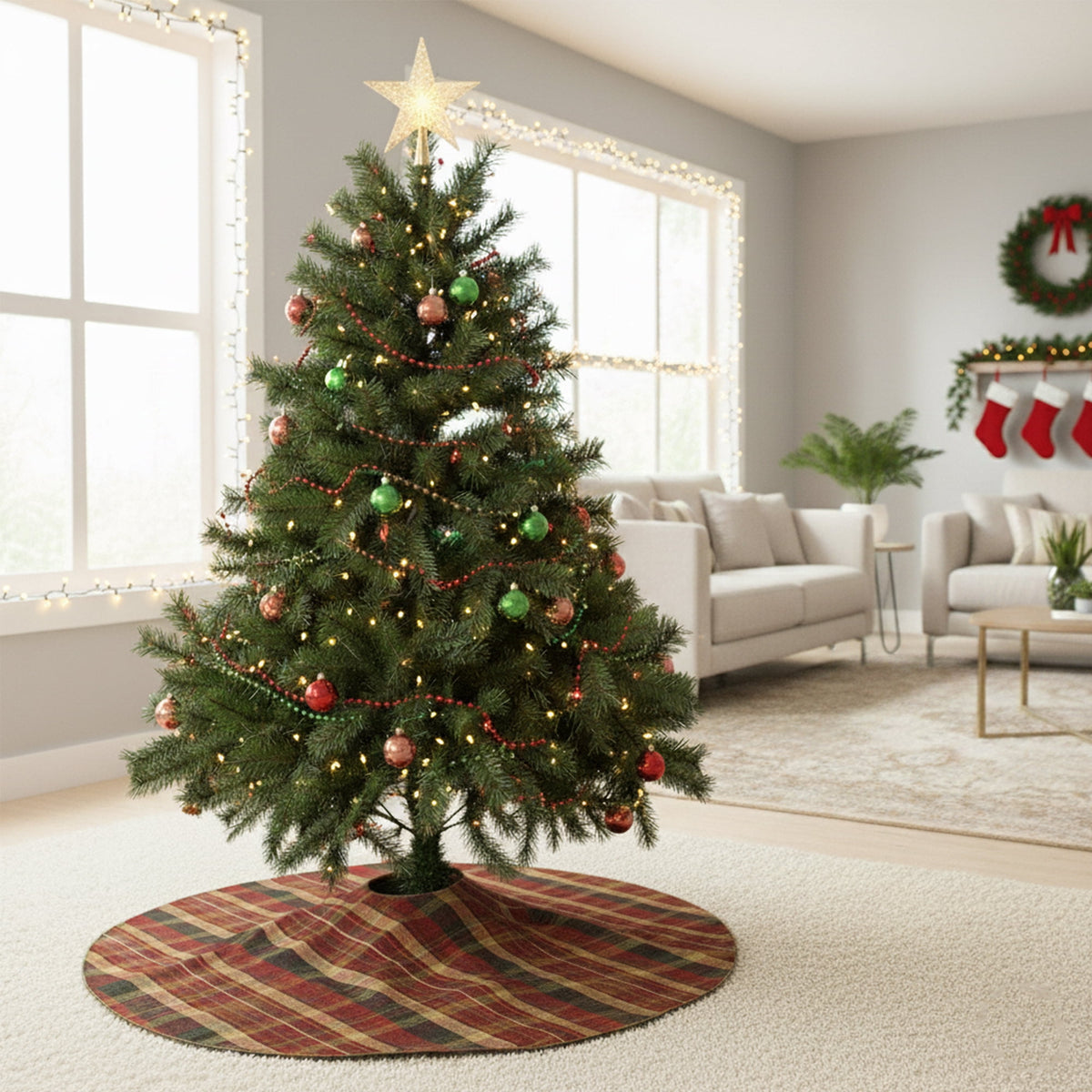 Northlight Traditional Plaid Christmas Tree Skirt - 48" - Red and Green