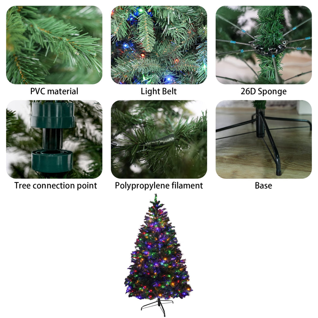 7Ft Pre-Lit Artificial Christmas Tree Premium Hinged Design with 450 LED Lights Holiday Season