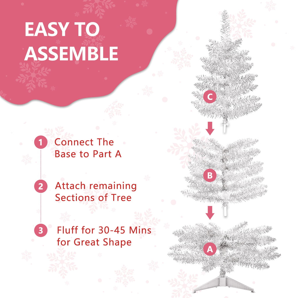 Mayhihi 4FT White Small Christmas Tree with Lights, Artificial Xmas Trees for Home Office