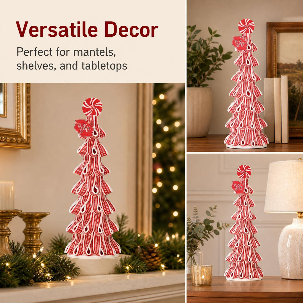 Holiday Time 13.5'' Red & White Ribbon Candy Tree Christmas Decor