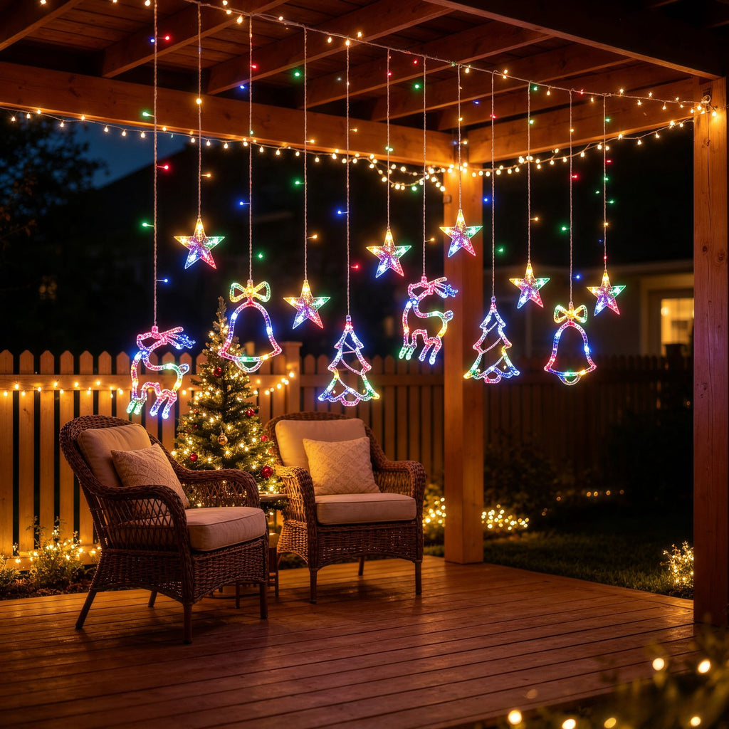 Scidweet Christmas Lights Decorations, 11.5 FT Hanging Twinkle Fairy Christmas Curtain Lights for Home Indoor Outdoor Window Xmas Decor, Warm White