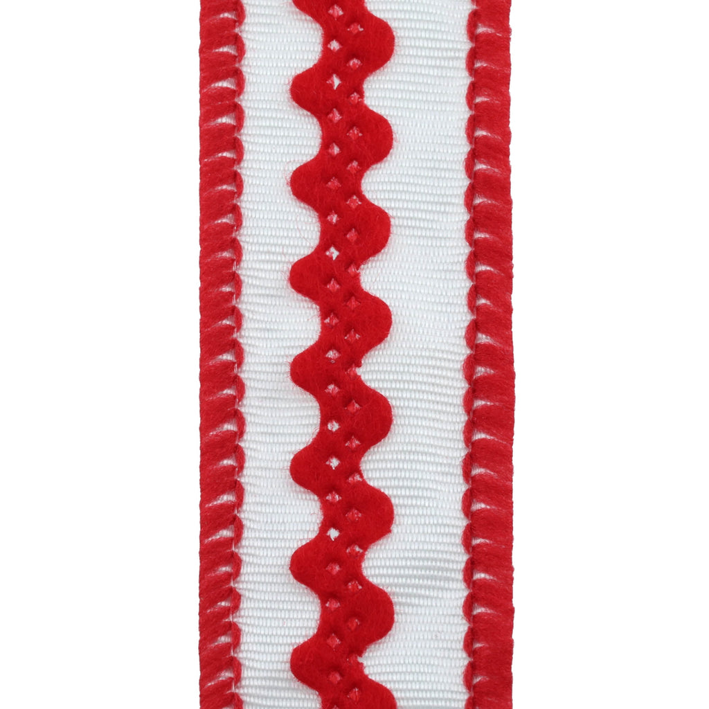 Red and White Ric Rac Christmas Ribbon, 7/8" x 30', by Holiday Time