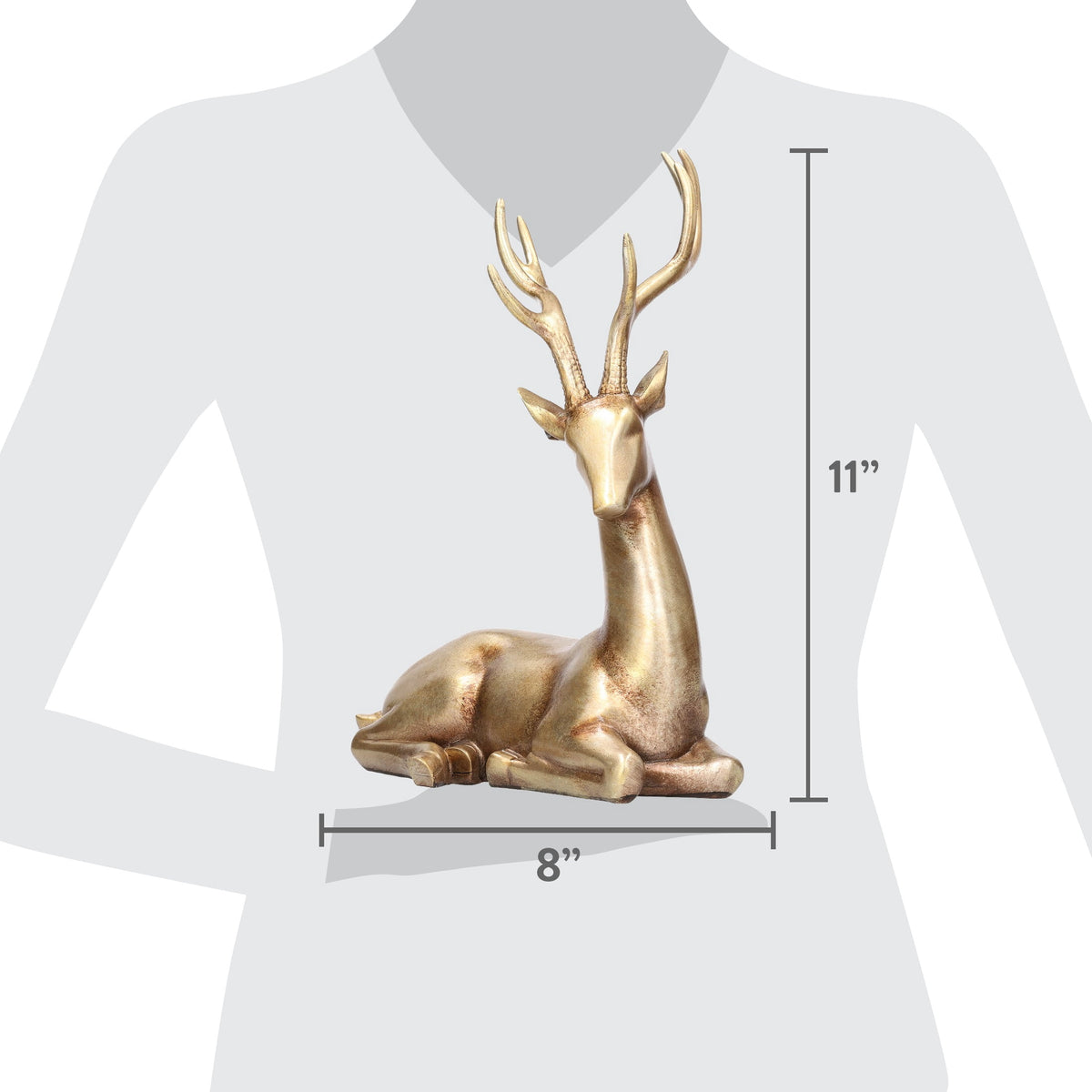 My Texas House Sitting Deer Christmas Decoration, Gold, 11"
