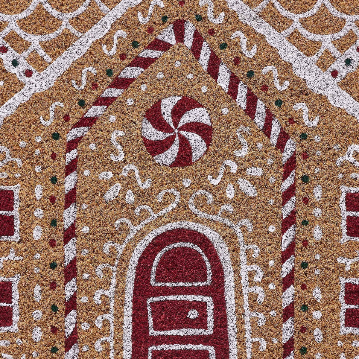 My Texas House Multicolor Gingerbread House Outdoor Coir Christmas Doormat, 18" x 30"