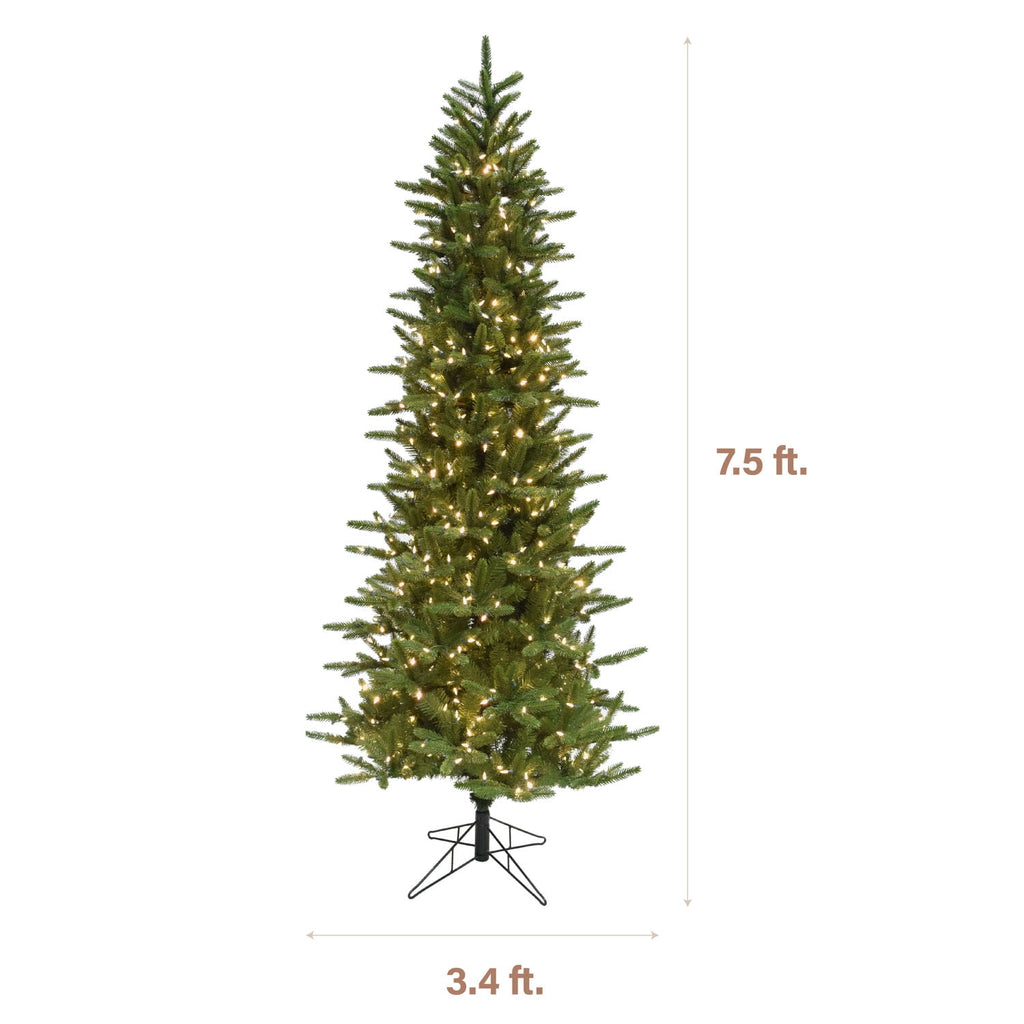 Fraser Hill Farm 6.5-Ft. Carmel Pine Slim Christmas Tree with White Incandescent Smart Lights, FFCP065-3GR